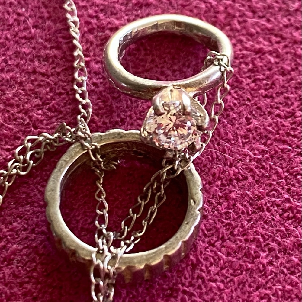 Tiny Sterling Engagement/ Wedding Set Necklace Vi… - image 4